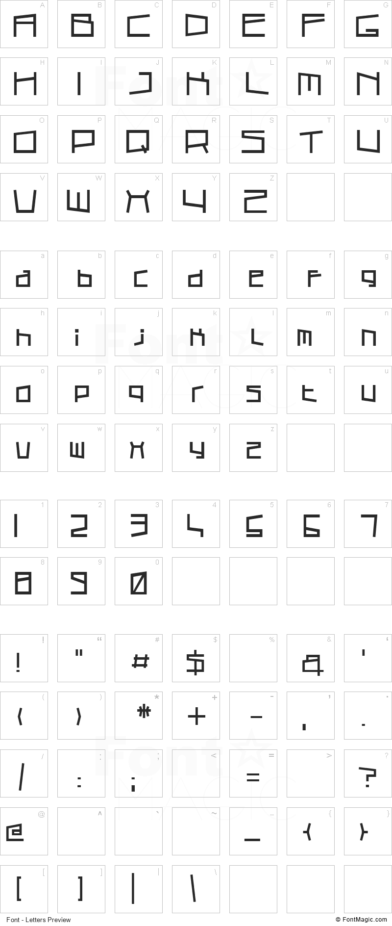 Cubic Sub Font - All Latters Preview Chart